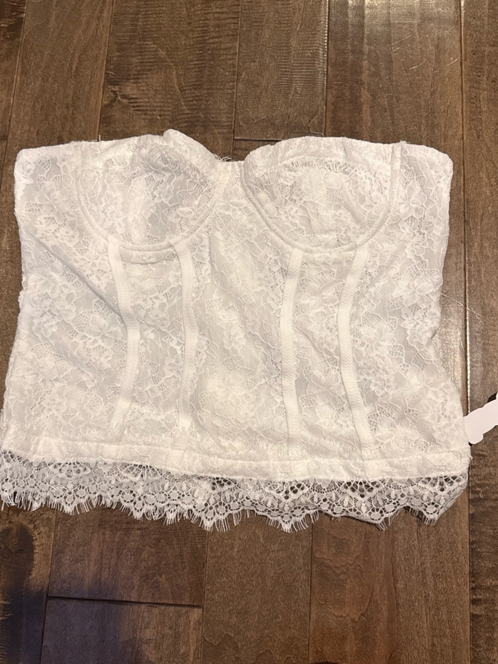 Missguided White Lace Strapless Bustier Crop Top